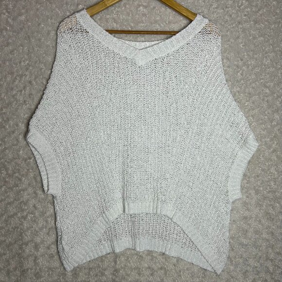 Tommy Bahama Marlina Tape Yarn V-Neck Open Knit Mesh‎ Pull Over Sweater Size S - Picture 1 of 8